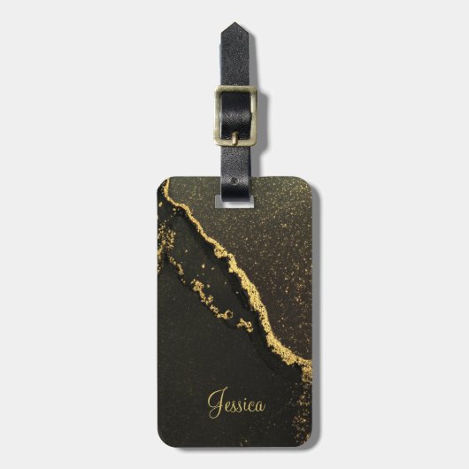 Modern Black en Gold Bagagelabel (Voorkant verticaal)