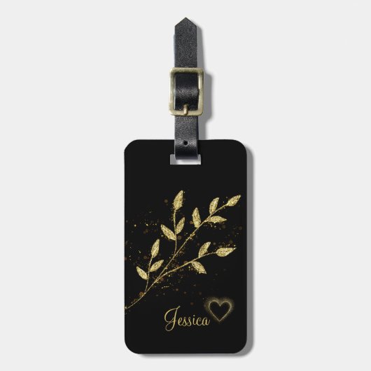 Modern Black en Gold Bagagelabel (Voorkant verticaal)