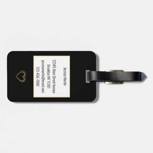 Modern Black en Gold Bagagelabel (Achterkant horizontaal)