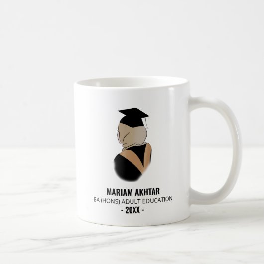 Modern Black en Gold Hijabi Afstuderen Coffee Mok (Rechts)