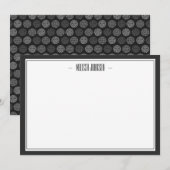 Modern Black en Grey Floral, speciaal aangepast Notitiekaartje (Voorkant / Achterkant)