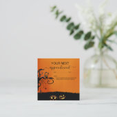 Modern Black en Oranje Halloween Afsprakenkaartje (Staand voorkant)