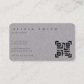 Modern Black en Premium Grey Monogrammed QR Visitekaartje (Achterkant)