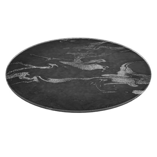 Modern Black en Silver Marble Pattern Snijplank (Hoek)