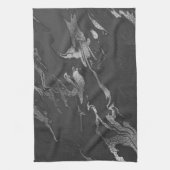 Modern Black en Silver Marble Pattern Theedoek (Verticaal)