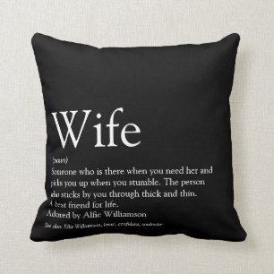 Modern Black en White Fun Wife Definition  Kussen