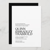 MODERN BLACK EN WHITE GLAM bruiloft uitnodiging (Voorkant / Achterkant)