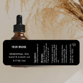 Modern Black Essential Oil Dropper Bottle Wrapper Etiket
