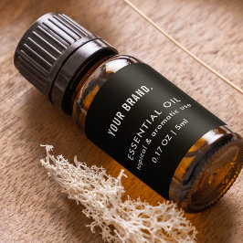 Modern Black Essential Oil Dropper Bottle Wrapper Etiket
