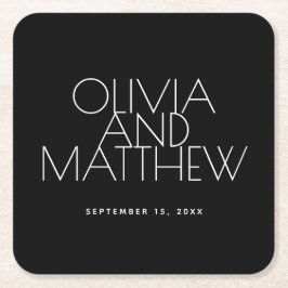 Modern Black Evening Wedding | Minimalist Elegant  Kartonnen Onderzetters