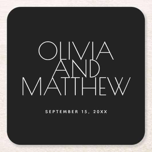 Modern Black Evening Wedding | Minimalist Elegant  Kartonnen Onderzetters (Voorkant)