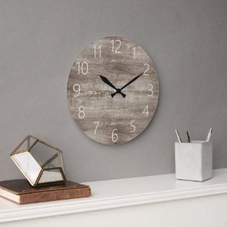 Modern Black Farmhouse Chic Faux Woodgrain Pattern Grote Klok