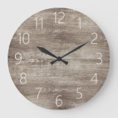 Modern Black Farmhouse Chic Faux Woodgrain Pattern Grote Klok (Voorkant)