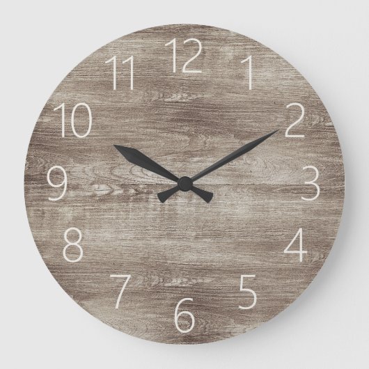 Modern Black Farmhouse Chic Faux Woodgrain Pattern Grote Klok (Voorkant)