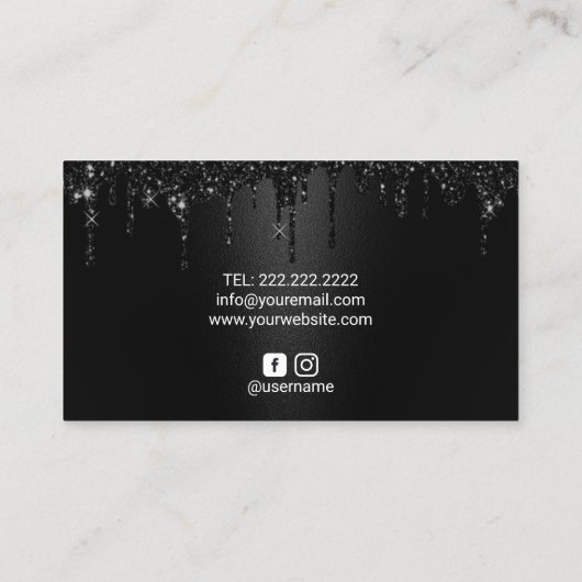 Modern Black Faux Glitter drukt luxe Salon Spa op Visitekaartje (Achterkant)