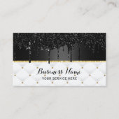 Modern Black Faux Glitter drukt luxe Salon Spa op Visitekaartje (Voorkant)