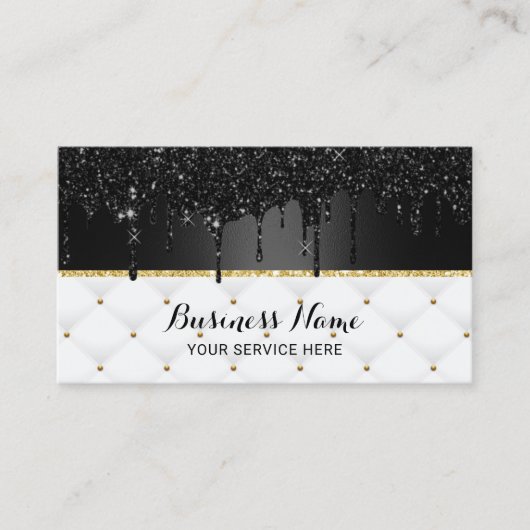 Modern Black Faux Glitter drukt luxe Salon Spa op Visitekaartje (Voorkant)