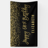 Modern Black Faux Gold Glitter 64th Birthday Spandoek (Verticaal)