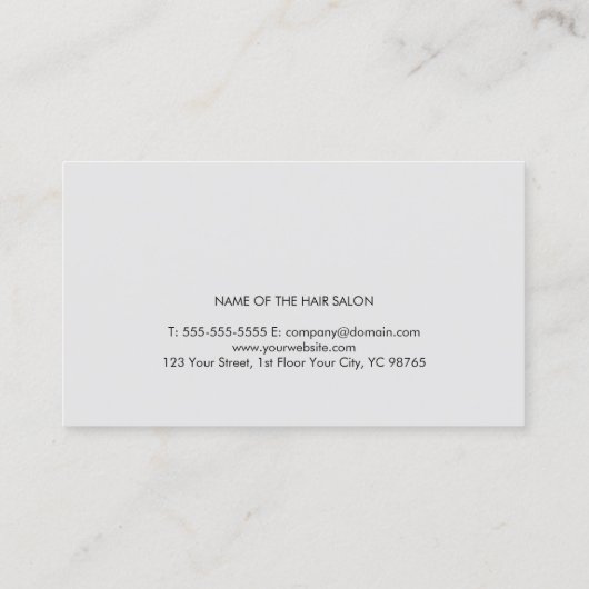 Modern Black Faux Silver Scissors Comb Haarstylist Visitekaartje (Achterkant)