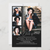 Modern Black Five Photo Collage Graduparty Kaart (Voorkant)