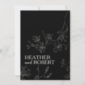 Modern Black Floral Botanical Boho Simple Wedding Kaart (Voorkant)