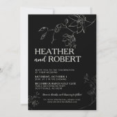 Modern Black Floral Botanical Boho Simple Wedding Kaart (Achterkant)