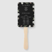 Modern Black Floral Botanical Wedding Programme Handwaaier (Achterkant)