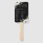Modern Black Floral Botanical Wedding Programme Handwaaier (Achterkant)