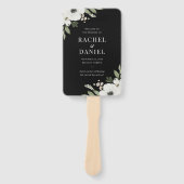 Modern Black Floral Botanical Wedding Programme Handwaaier (Voorkant)