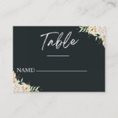 Modern Black Floral Calligraphy Wedding Place Card Plaatskaartje (Voorkant)