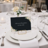 Modern Black Floral Calligraphy Wedding Place Card Plaatskaartje