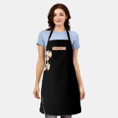 Modern Black Floral Elegance Stylish Trendy Apron Schort (Gedragen)