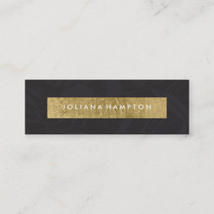 Modern Black Floral Gold Foil Luxe Visitekaartje