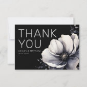 Modern Black Floral Wedding Bedankkaart (Voorkant)