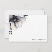 Modern Black Floral Wedding Bedankkaart (Achterkant)
