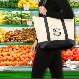 Modern Black Floral Wreath Split Monogram "V" Tote Bag