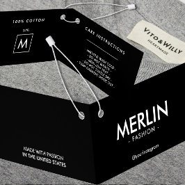 Modern Black Folded Clothing Hang Label Kaart