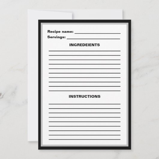 Modern Black Forks / Kitchen Recipe Kaart (Achterkant)