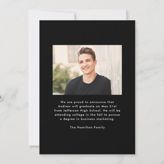 Modern Black Frame 2 Photo Graduation Aankondiging (Achterkant)