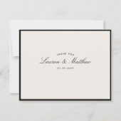 Modern Black Frame Ivory Wedding Thank You Card Kaart (Voorkant)