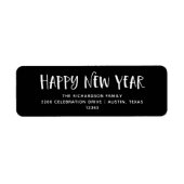 Modern Black | Gelukkig nieuwjaar Etiket (Voorkant)