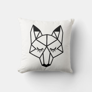 Modern Black Geometric Fox Head Kussen