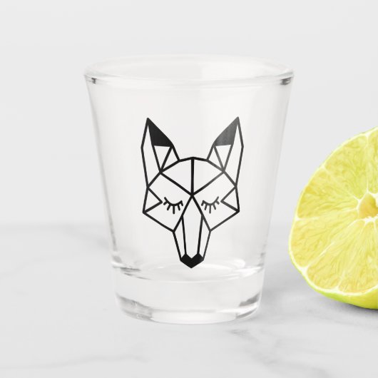 Modern Black Geometric Fox Shot Glas (Voorkant)