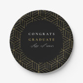 Modern Black Geometric Graduation Party Papieren Bordje (Voorkant)