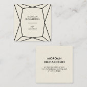 Modern Black Geometric op Ecru Vierkante Visitekaartje (Voorkant / Achterkant)