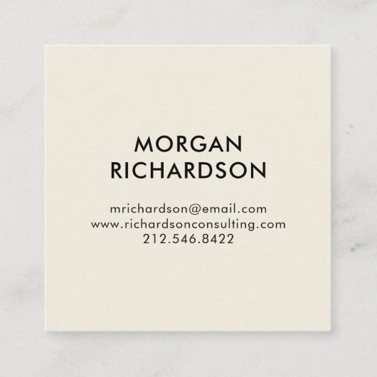 Modern Black Geometric op Ecru Vierkante Visitekaartje (Achterkant)