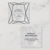 Modern Black Geometric op Faux White Marble Vierkante Visitekaartje (Voorkant / Achterkant)