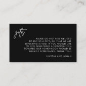 Modern Black Gift Registry Honeymoon Wedding Informatiekaartje (Voorkant)