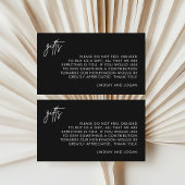 Modern Black Gift Registry Honeymoon Wedding Informatiekaartje