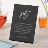 Modern Black Gift Registry Honeymoon Wedding Reclamebord Met Voetstuk (Insitu)